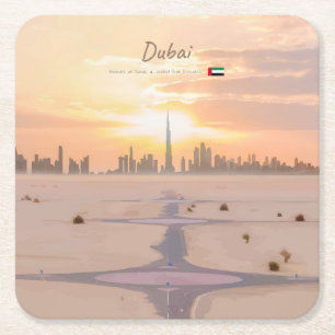Dessous-de-verre Carré En Papier Dubaï, Émirats arabes unis - Burj Khalifa Désert S