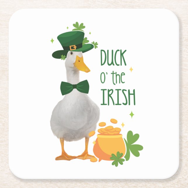 Dessous-de-verre Carré En Papier Duck o' the Irish St. Patricks Day (Devant)