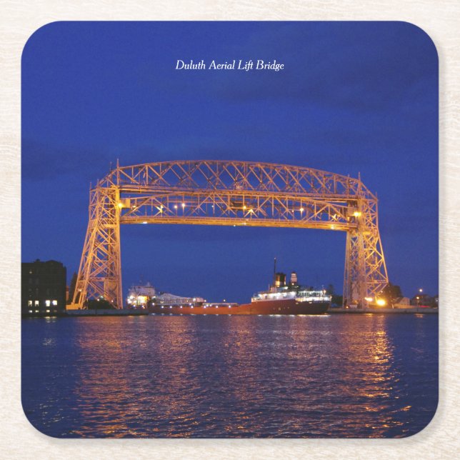 Dessous-de-verre Carré En Papier Duluth Aerial Lift Bridge & John G. Munson (Devant)