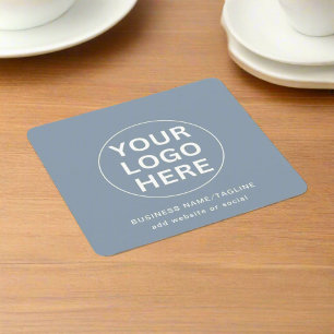 Dessous-de-verre Carré En Papier Dusty Blue l Professional Business Logo & Text