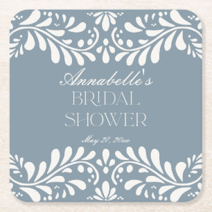 Dessous-de-verre Carré En Papier Dusty Blue Talavera Espagne Fiesta Fête des mariée