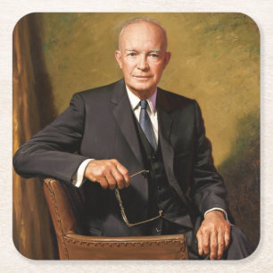 Dessous-de-verre Carré En Papier Dwight Eisenhower Président Portrait de la Maison 
