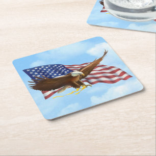 Dessous-de-verre Carré En Papier Eagle chauve américain