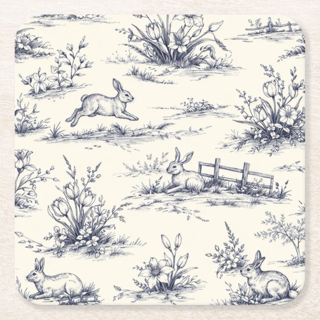 Dessous-de-verre Carré En Papier Easter Bunny Plates (Devant)