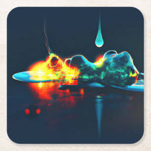 Dessous-de-verre Carré En Papier Éclairage Liquide