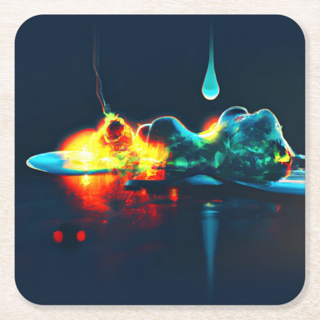 Dessous-de-verre Carré En Papier Éclairage Liquide (Devant)