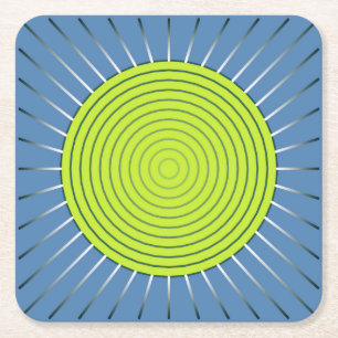 Dessous-de-verre Carré En Papier Éclat de soleil géométrique moderne - Vert citron