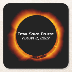 Dessous-de-verre Carré En Papier Éclipse solaire totale du siècle 2027