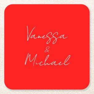 Dessous-de-verre Carré En Papier Écriture manuscrite professionnelle nom mariage pe