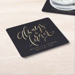 Dessous-de-verre Carré En Papier Écriture moderne Black And Gold Always And Forever