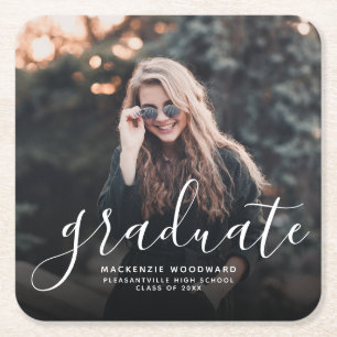 Dessous-de-verre Carré En Papier Écriture moderne blanche de la photo Parti de grad