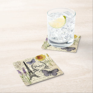 Dessous-de-verre Carré En Papier écritures rustiques de campagne française paris to