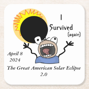 Dessous-de-verre Carré En Papier Édition de survie de l'éclipse solaire 2024