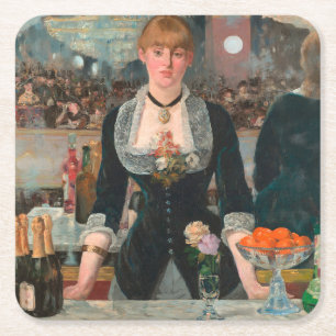Dessous-de-verre Carré En Papier Édouard Manet Un bar aux Folies-Bergère