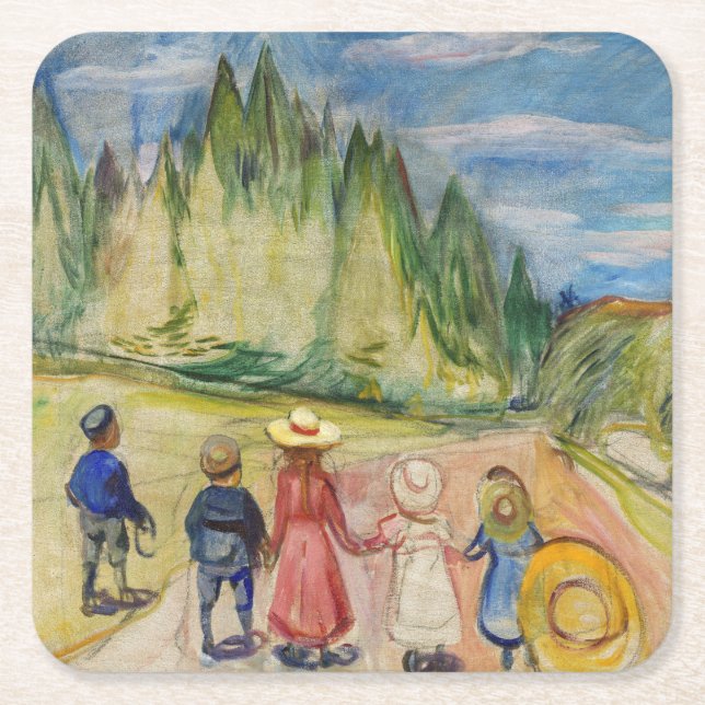 Dessous-de-verre Carré En Papier Edvard Munch - La forêt Fairytale (Devant)