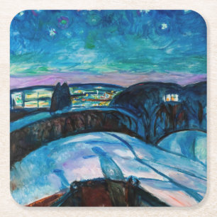 Dessous-de-verre Carré En Papier Edvard Munch - Nuit étoilée 1922