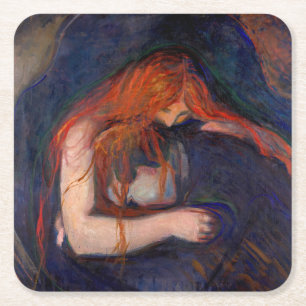 Dessous-de-verre Carré En Papier Edvard Munch - Vampire / Amour et douleur