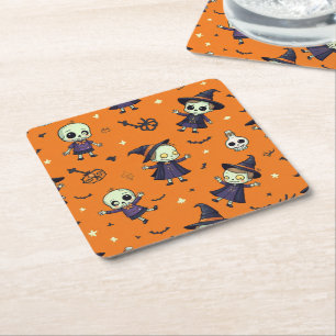 Dessous-de-verre Carré En Papier Éffrayant Chic Halloween Coussin - Festive