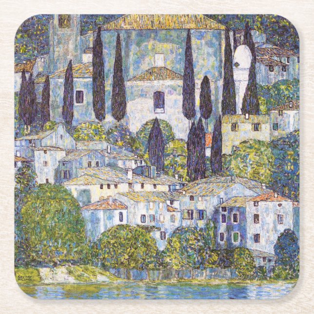 Dessous-de-verre Carré En Papier Église à Cassone, Gustav Klimt (Devant)