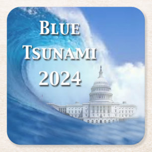 Dessous-de-verre Carré En Papier Élection du tsunami bleu 2024
