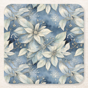 Dessous-de-verre Carré En Papier Élégance Blue Poinsettia