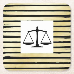Dessous-de-verre Carré En Papier Élégant avocat blanc feuille d'or peint rayé