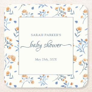 Dessous-de-verre Carré En Papier Elégant Baby shower Boho Fleur sauvage