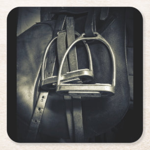 Dessous-de-verre Carré En Papier Élégant bâton d'argent sur selle d'équitation angl