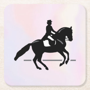 Dessous-de-verre Carré En Papier Elégant cavalier de Dressage sur un Arrière - plan