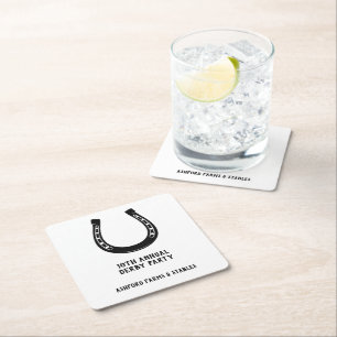 Dessous-de-verre Carré En Papier Élégant Classic Black White Horse Race Derby Party