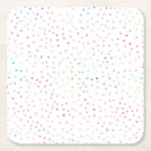 Dessous-de-verre Carré En Papier Élégant Confetti Dots D'Iridescente Design Blanc