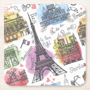 Dessous-de-verre Carré En Papier Elégant croquis de mode Paris France