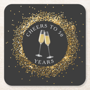 Dessous-de-verre Carré En Papier Elégant Dessous de verre d'anniversaire Black & Go