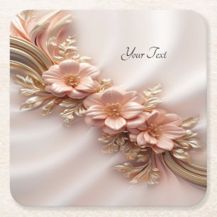 Dessous-de-verre Carré En Papier Élégant Dessous de verre de papier floral de pêche