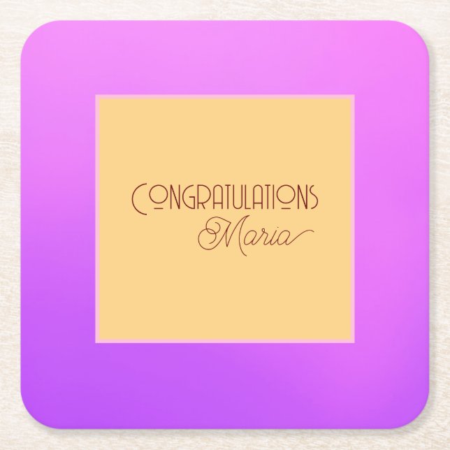 Dessous-de-verre Carré En Papier Élégant Dessous de verre de papier violet (Devant)