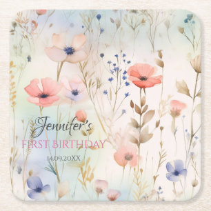 Dessous-de-verre Carré En Papier Élégant Dessous de verre Fairy Party Floral