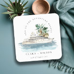 Dessous-de-verre Carré En Papier Elégant Dusky Cruise Ship Palm Mariage marin<br><div class="desc">Dusky Cruise Ship Palm Seascape Collection de thèmes.- c'est un script élégant aquarelle Illustration de bateau de croisière aquarelle avec palme et verdure, parfait pour vos mariages et fêtes de croisière sur la plage côtière. Il est très facile de customiser, avec vos données personnelles. Si vous avez besoin d'un autre...</div>