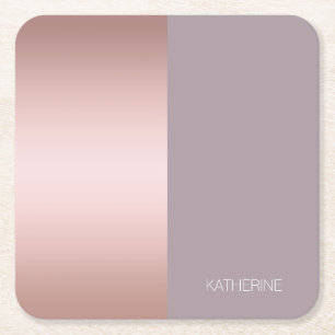 Dessous-de-verre Carré En Papier Elégant et minimaliste rose or & violet bloc de c
