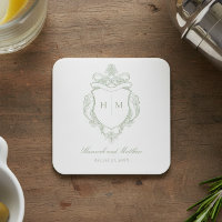 Élégant Green Chinoiserie Bird Crest Mariage