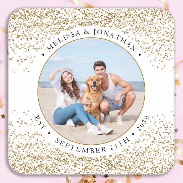 Dessous-de-verre Carré En Papier Elégant mariage personnalisé Parties scintillant d (Créateur téléchargé)