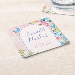 Dessous-de-verre Carré En Papier Elégant Mariage Whimsical Spring Flowers