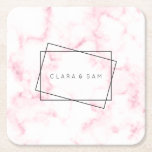 Dessous-de-verre Carré En Papier élégant moderne pastel rose et blanc faux marbre<br><div class="desc">Design élégant et chic blanc et rose faux marbre.</div>