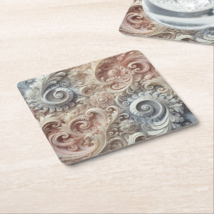 Dessous-de-verre Carré En Papier Élégant Motif de dentelle Pastel Gradient