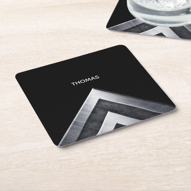 Dessous-de-verre Carré En Papier Élégant Motif métallique Monogrammé (Incliné)