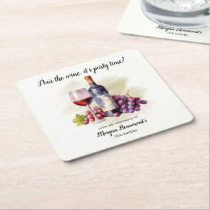 Dessous-de-verre Carré En Papier Elégant Pour Le Vin Thème 50ème Anniversaire