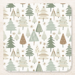 Dessous-de-verre Carré En Papier Élégant Saga vert Noël Arbres motif