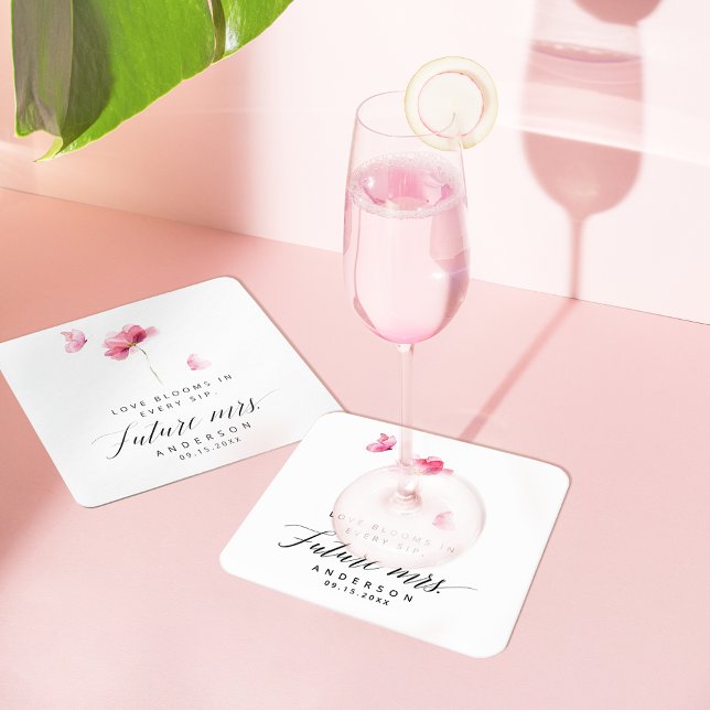 Dessous-de-verre Carré En Papier Élégant Shower Floral Rose pour la Mariée (Créateur téléchargé)
