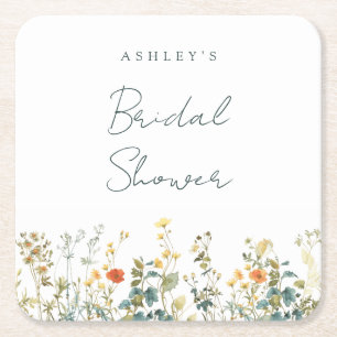 Dessous-de-verre Carré En Papier Élégante Baby Shower de Fleurs Sauvages