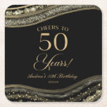 Dessous-de-verre Carré En Papier Elégante Black Gold Agate 50e fête d'anniversaire<br><div class="desc">Ce sont des Dessous de verre élégants Black Gold Agate 50th Birthday Party Paper !</div>