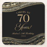 Dessous-de-verre Carré En Papier Elégante Black Gold Agate 70e fête d'anniversaire<br><div class="desc">Ce sont des Dessous de verre élégants Black Gold Agate 70th Birthday Party Paper !</div>
